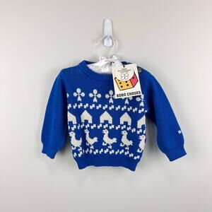 BoBo Choses Farmhouse Knit Organic Cotton Sweater Blue 6 Months 68 cm NWT